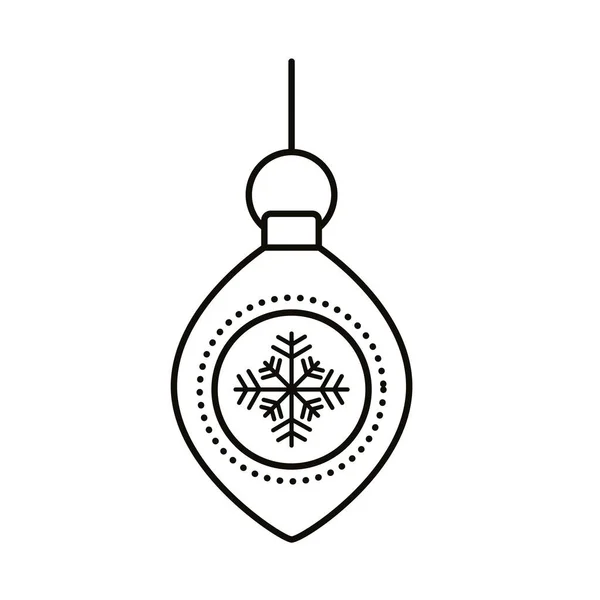 Šťastné veselé vánoční míč s ikonou ve stylu sněhové vločky — Stockový vektor