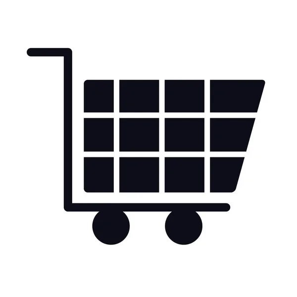 Carrito de compras con icono de estilo de línea de supermercado a cuadros — Vector de stock