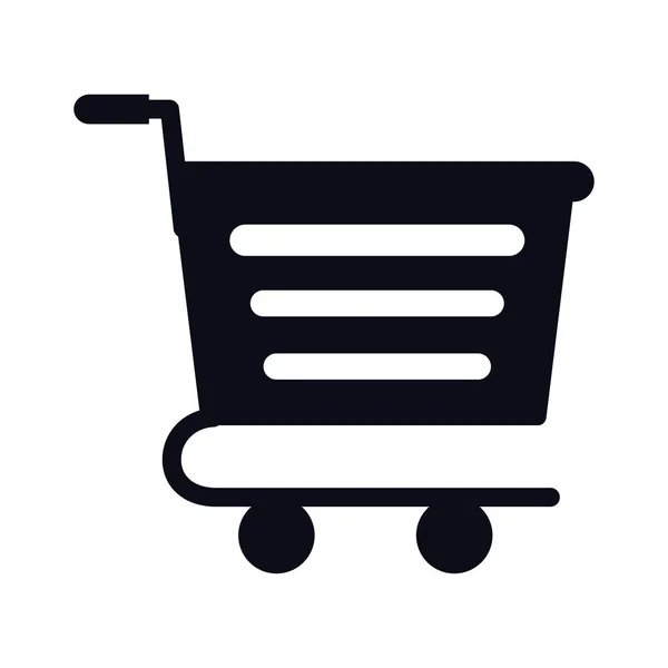 Shopping cart trolley with horizontal lines supermarket line style — 스톡 벡터