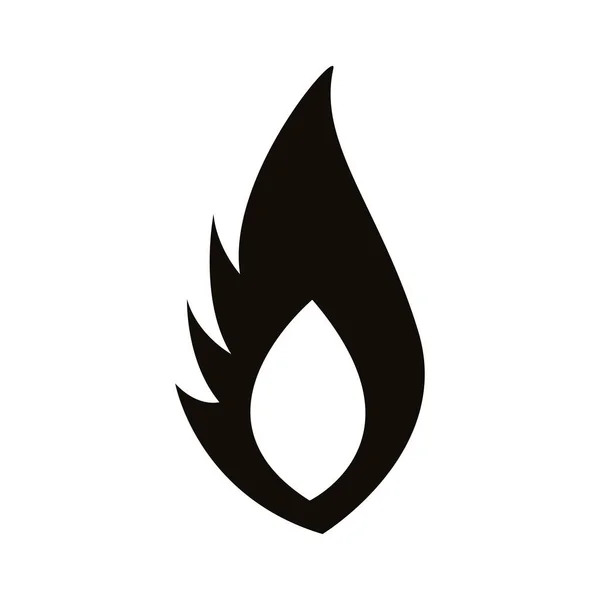 Fuego llama estilo silueta icono — Vector de stock