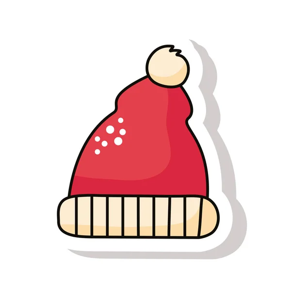 Feliz feliz natal santa chapéu cor vermelho adesivo — Vetor de Stock