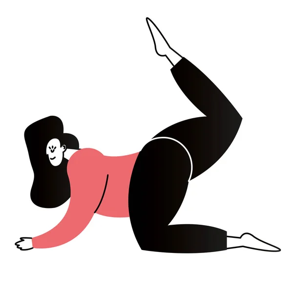 Женщина практикует упражнения икона характера деятельности — стоковый вектор