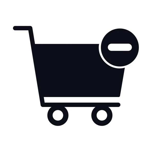 Bevásárlókocsi mínusz szimbólum vonal stílus ikon — Stock Vector