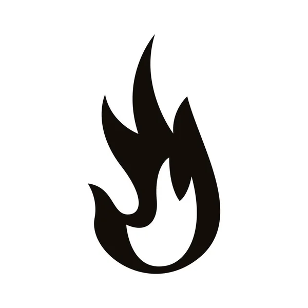 Feu de flamme style silhouette chaude — Image vectorielle