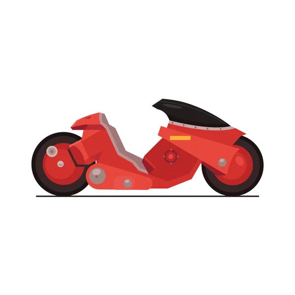 Motocicleta estilo futurista vehículo color rojo — Archivo Imágenes Vectoriales