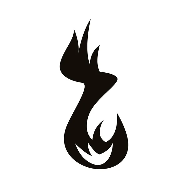 Flamme feu chaud style silhouette icône — Image vectorielle