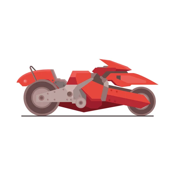 Veículo estilo futurista motocicleta vermelha — Vetor de Stock
