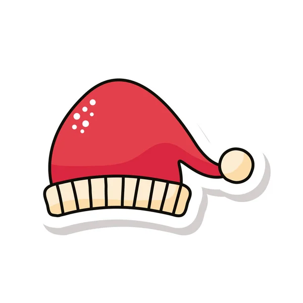 Navidad santa sombrero pegatina icono — Archivo Imágenes Vectoriales