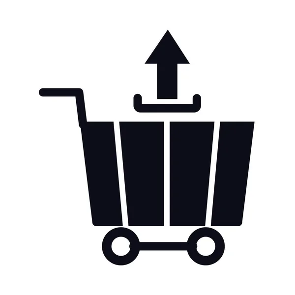 Shopping cart trolley with arrow up line style icon — Stock Vector