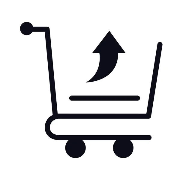 Chariot chariot avec lignes horizontales icône de ligne de style supermarché — Image vectorielle
