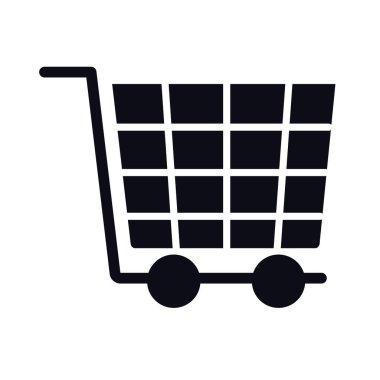 Damalı süpermarket tarzı simgesi olan alışveriş arabası