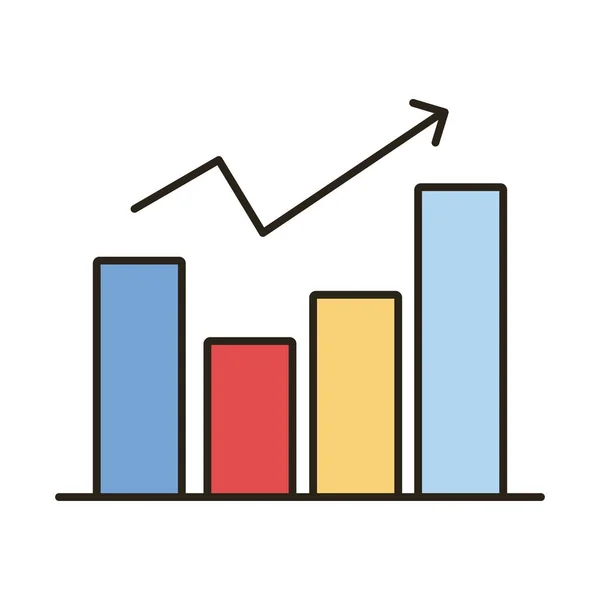 Barras estadísticas línea y relleno icono de estilo — Vector de stock