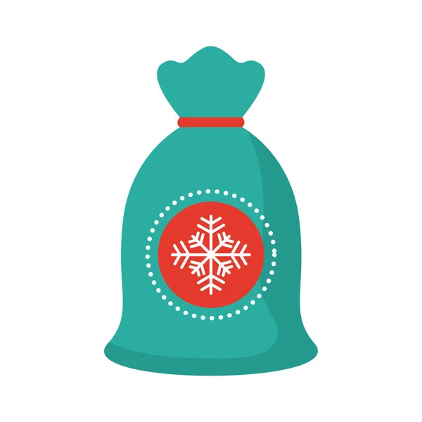 快乐快乐的圣诞袋装雪片扁平风格的图标 — 图库矢量图片