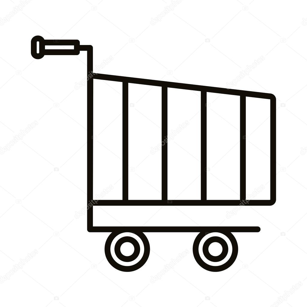 shopping cart trolley with stripes verticals line style icon