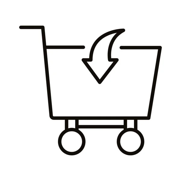 Carro de la compra con la flecha en línea icono de estilo — Vector de stock