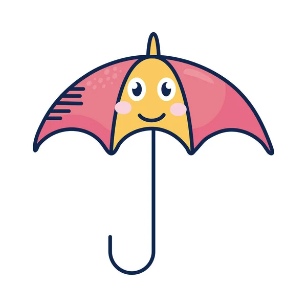 Paraply kawaii väder komisk karaktär — Stock vektor