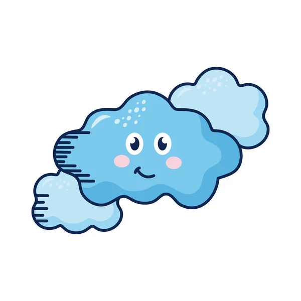 Nuvens kawaii tempo personagens cômicos — Vetor de Stock