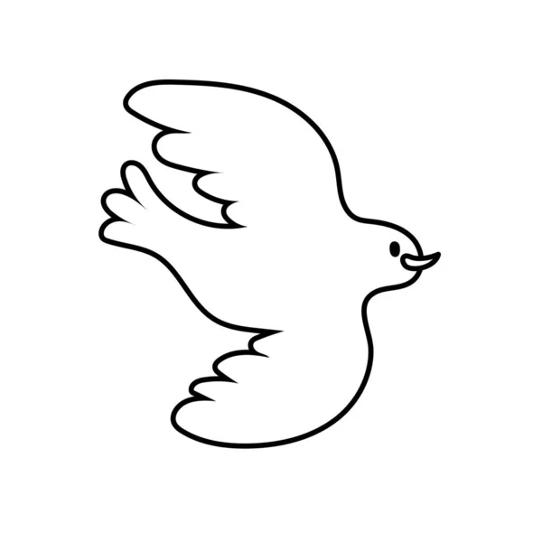 Paloma pájaro vuelo paz línea estilo icono — Vector de stock