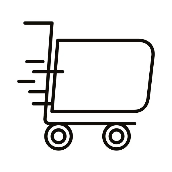 Carrinho de compras carrinho com ícone de estilo de linha de velocidade — Vetor de Stock