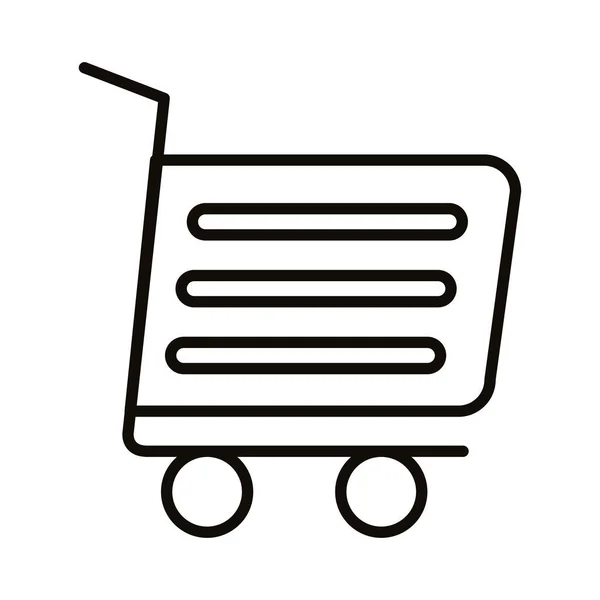 Shopping cart trolley with horizontal lines , line style icon — Stock Vector