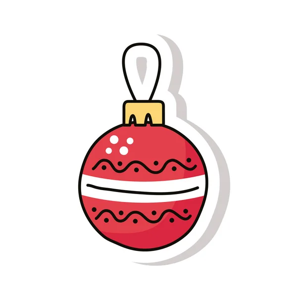 Frohe Weihnachten Ball Sticker Symbol — Stockvektor