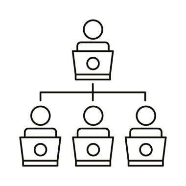 dört işçi ağı eşzamanlı çizgi simgesi