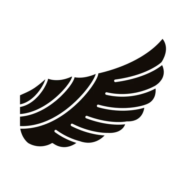 Ala plumas pájaro estilo silueta icono — Vector de stock