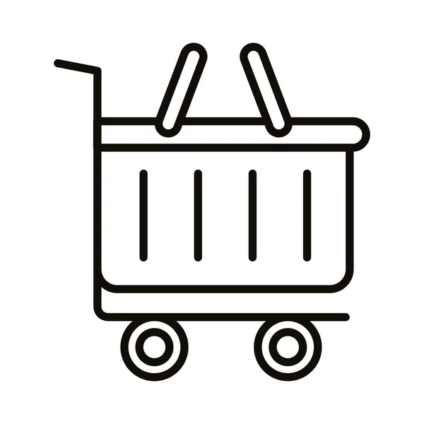 Shopping cart trolley with basket line style icon — 스톡 벡터