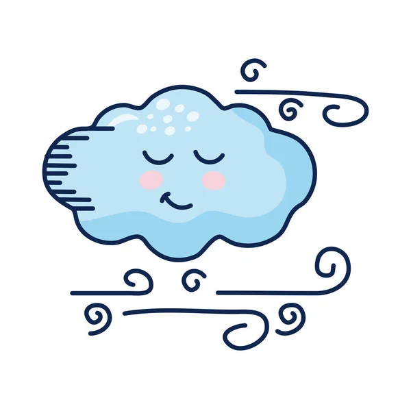 Nuvem com ar kawaii personagem de quadrinhos tempo — Vetor de Stock
