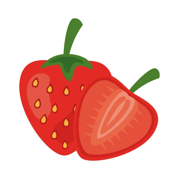 Fruto fresco de morango ícone de comida saudável — Vetor de Stock