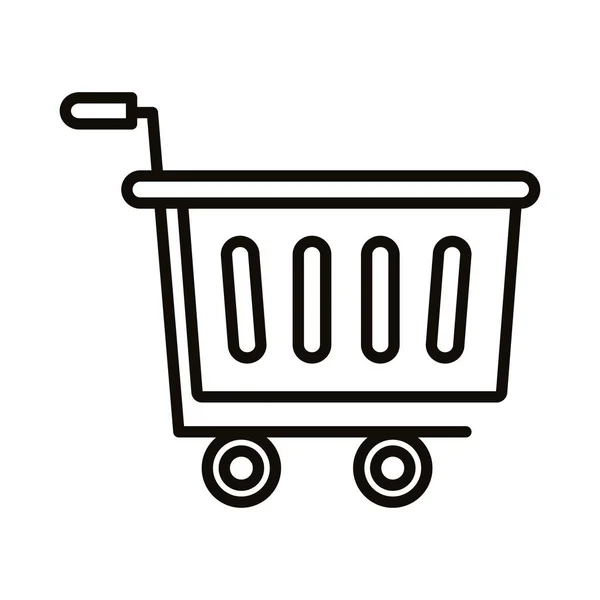 Shopping cart plastic supermarket line style — Stock Vector