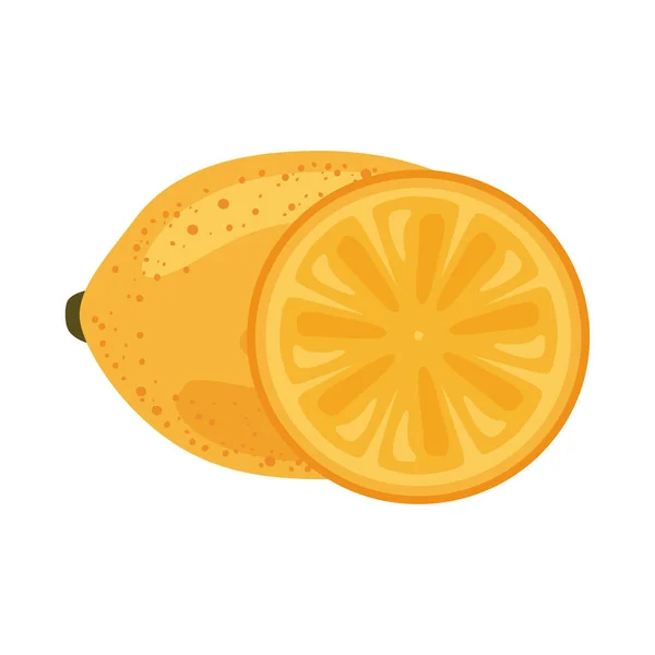 Lemon buah segar ikon makanan sehat - Stok Vektor