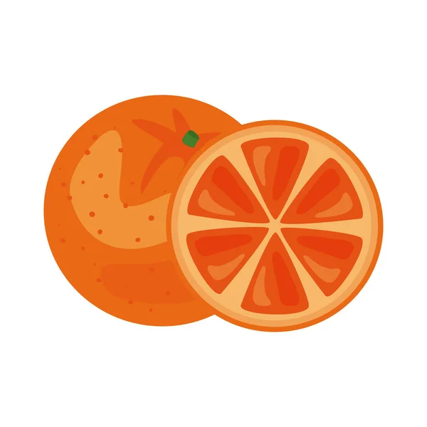 Naranja fruta fresca comida saludable icono — Vector de stock