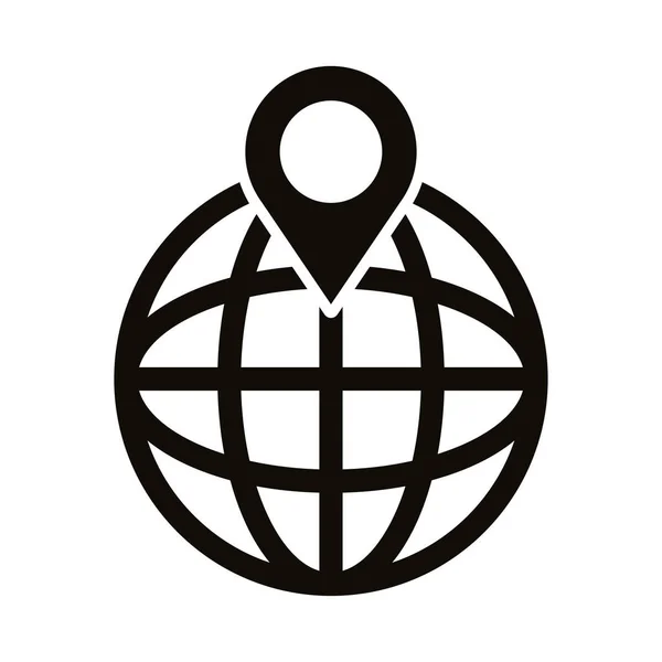 Navegador esfera con pin bloque de ubicación icono de estilo — Vector de stock