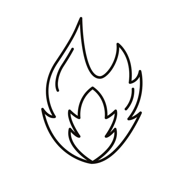 Fuego llama caliente estilo línea icono — Vector de stock