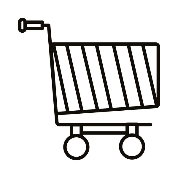 Shopping cart trolley with diagonal stripes line style — Stock Vector