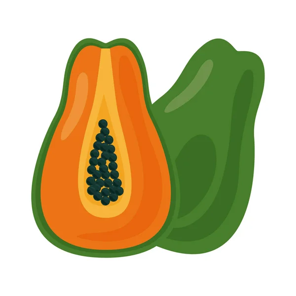 Papaya fresh fruit healthy food icon — Stock Vector