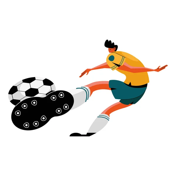 Mužský sportovec cvičit fotbalový sport charakter — Stockový vektor