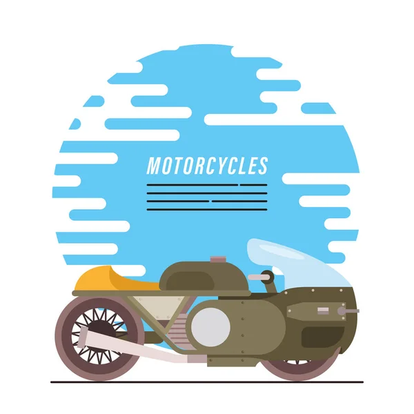 Vert moto véhicule de style militaire et lettrage — Image vectorielle