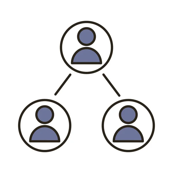 Teamwork mensen lijn en vul stijl pictogram — Stockvector