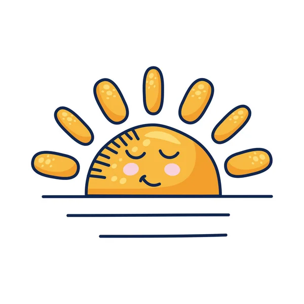 Half sun kawaii weather comic character — Stock Vector