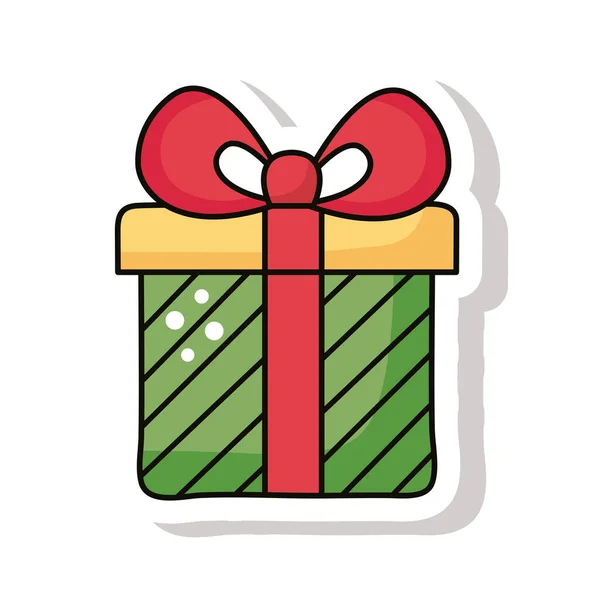 Happy merry christmas gift sticker icon — Stock Vector