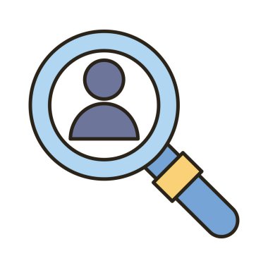 Büyüteç çizgisi ve biçim simgesinde profil avatarı