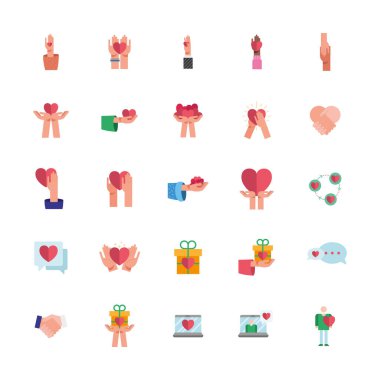 Aşk demeti insanlar simgeler dizer