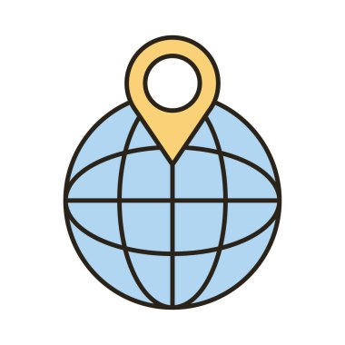 pin konum çizgisi ve biçim simgesine sahip küre tarayıcısı