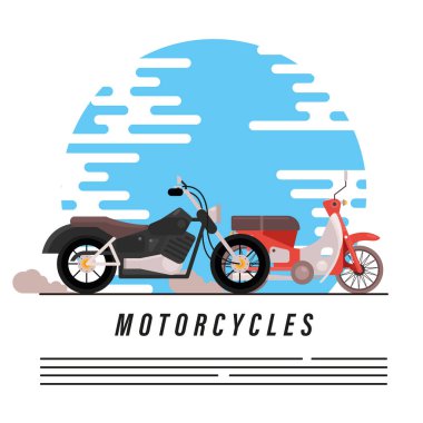 Motosikletler eski helikopter ve sokak stili araçlar