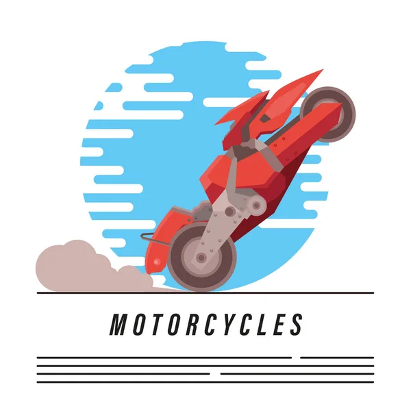 赤いバイクの未来的なスタイルの車とレタリング — ストックベクタ