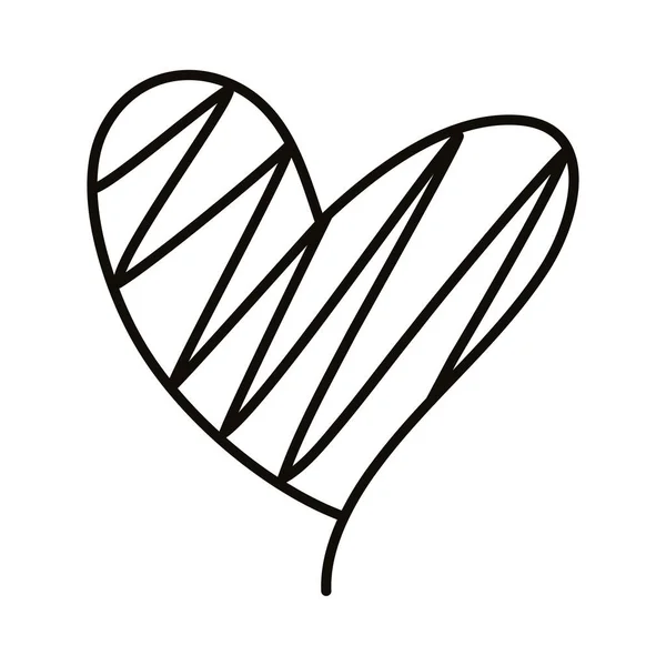 Coeur rayé amour romantique ligne style icône — Image vectorielle