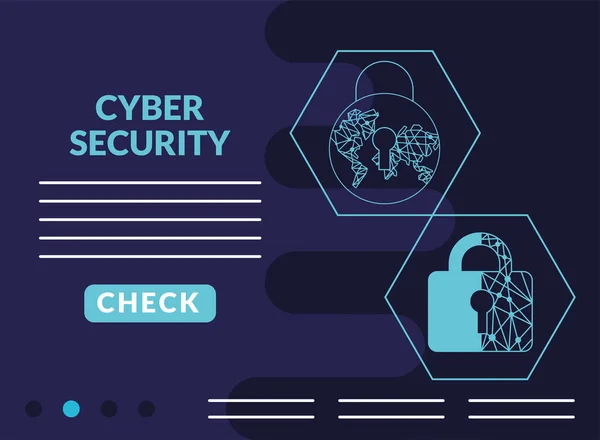 Infografika bezpieczeństwa cybernetycznego z kłódkami i obwodami — Wektor stockowy