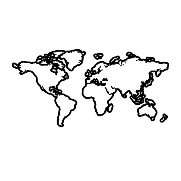 Welt Planet Erde Karten Silhouette Linie Stil-Symbol — Stockvektor